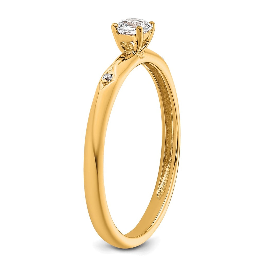14K Yellow Or White Gold Polished Complete Diamond Promise Ring