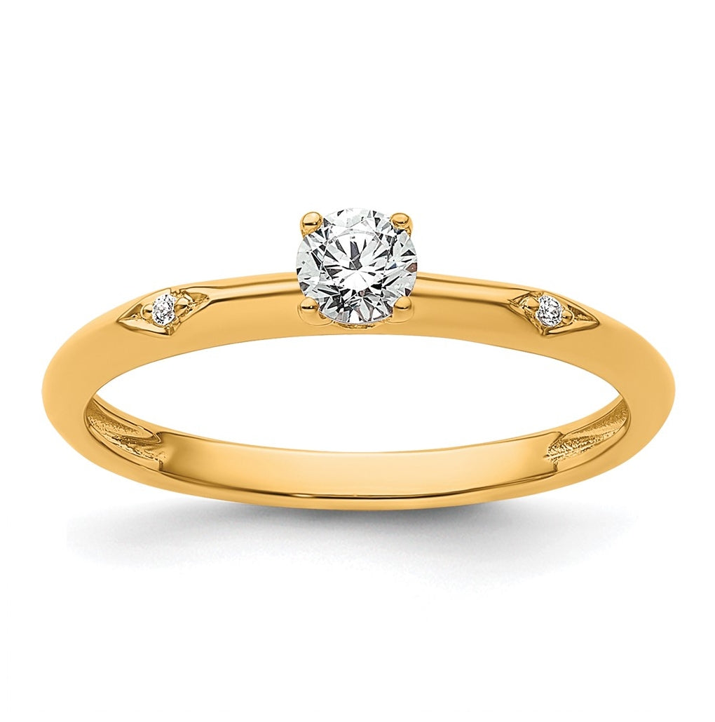 14K Yellow Or White Gold Polished Complete Diamond Promise Ring