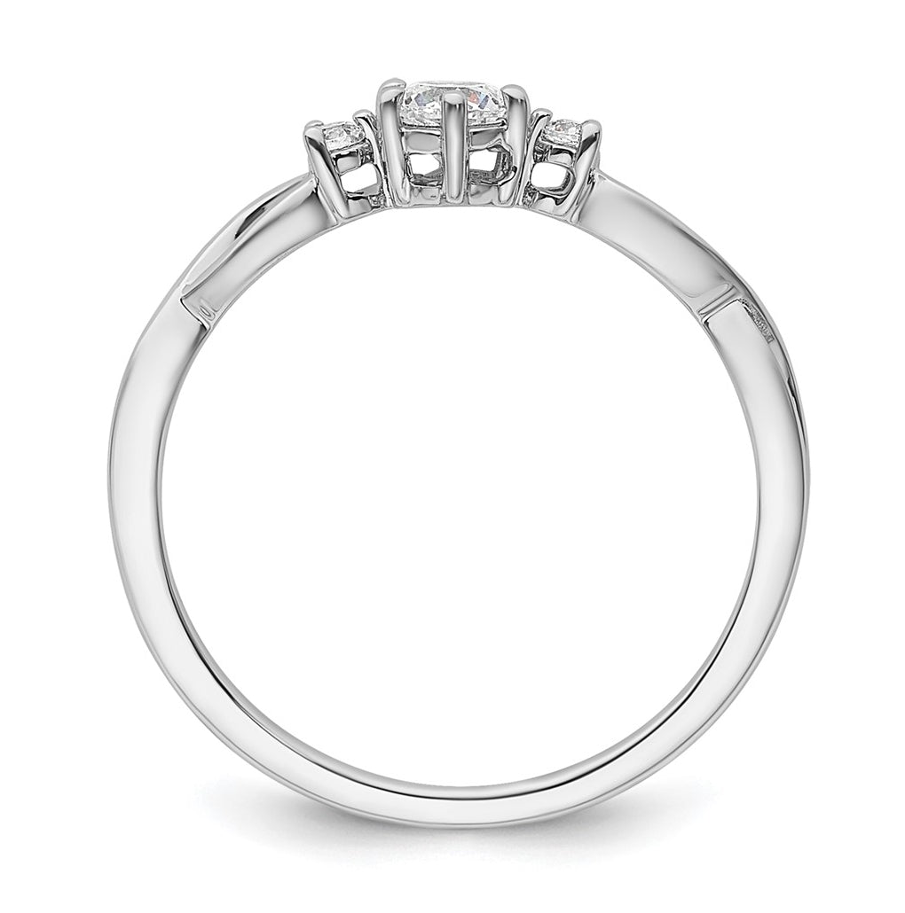 14k White Gold Complete Diamond 3 Stone Infinity Engagement Ring
