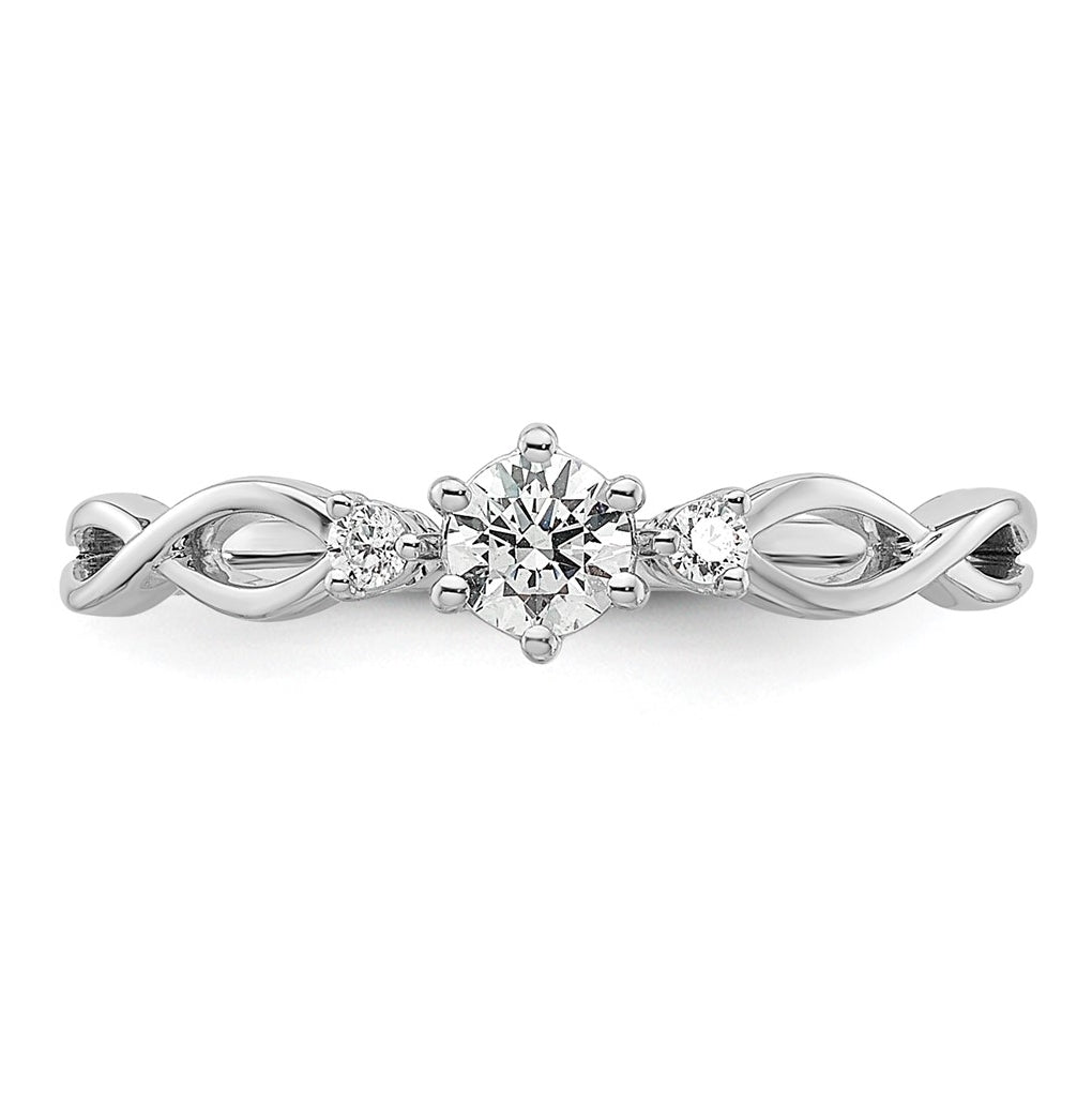 14k White Gold Complete Diamond 3 Stone Infinity Engagement Ring