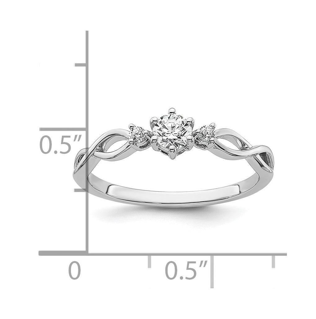14k White Gold Complete Diamond 3 Stone Infinity Engagement Ring