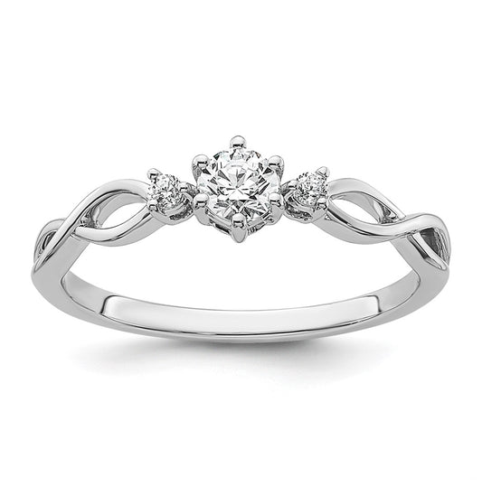 14k White Gold Complete Diamond 3 Stone Infinity Engagement Ring
