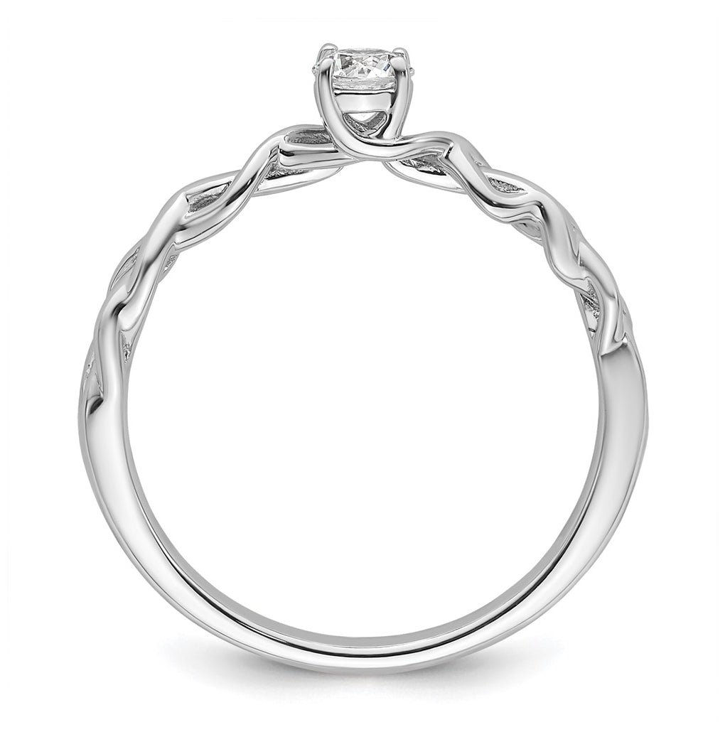 14k White Gold Complete Diamond Braided Design Engagement Ring