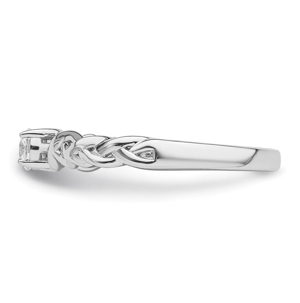 14k White Gold Complete Diamond Braided Design Engagement Ring