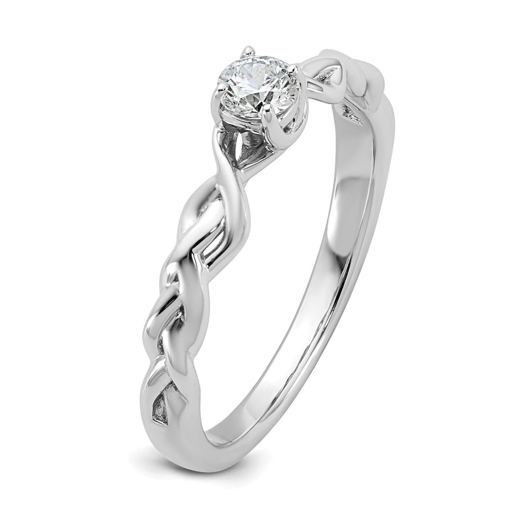 14k White Gold Complete Diamond Braided Design Engagement Ring
