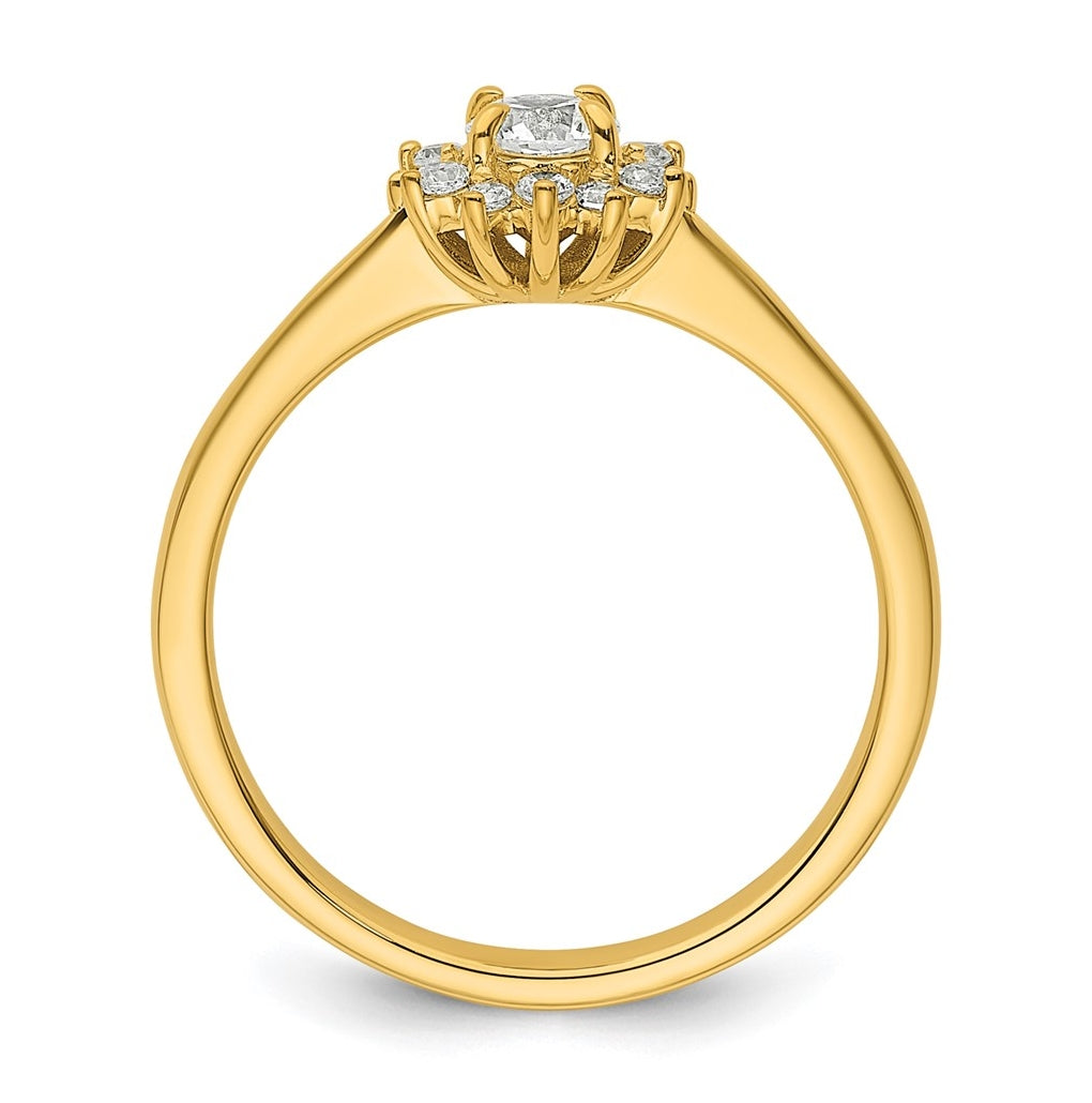 14k Yellow Gold Polished Complete Diamond Round Halo Engagement Ring