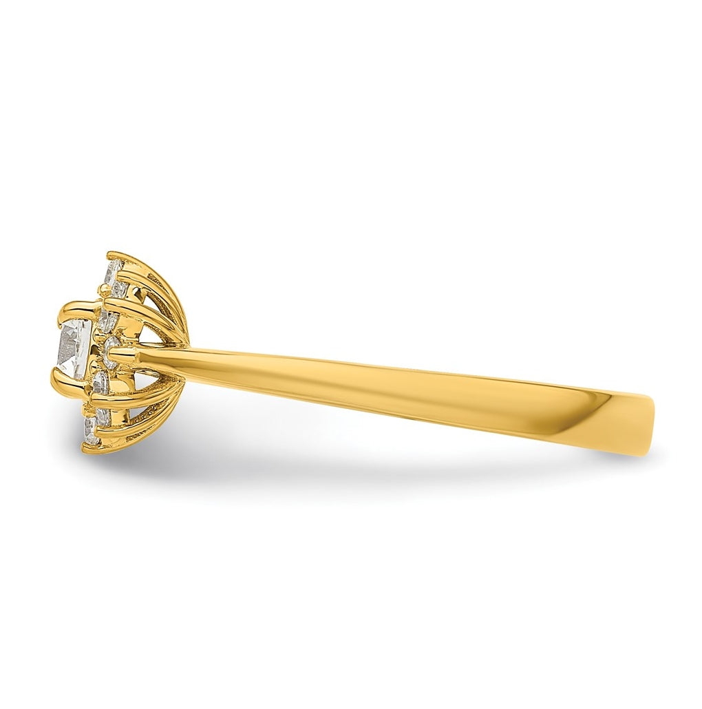 14k Yellow Gold Polished Complete Diamond Round Halo Engagement Ring