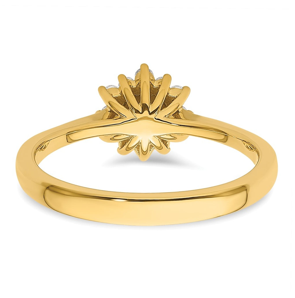 14k Yellow Gold Polished Complete Diamond Round Halo Engagement Ring