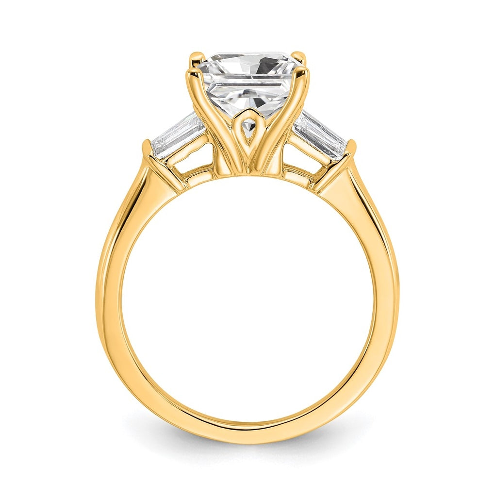 14k Yellow Gold 2 carat Certified Lab Grown Diamond VS+ F+ Princess Complete Three Stone Engagement Ring