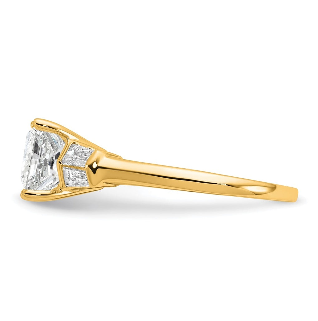 14k Yellow Gold 2 carat Certified Lab Grown Diamond VS+ F+ Princess Complete Three Stone Engagement Ring