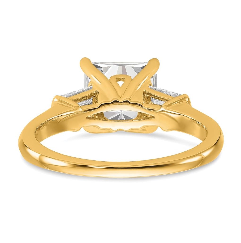 14k Yellow Gold 2 carat Certified Lab Grown Diamond VS+ F+ Princess Complete Three Stone Engagement Ring