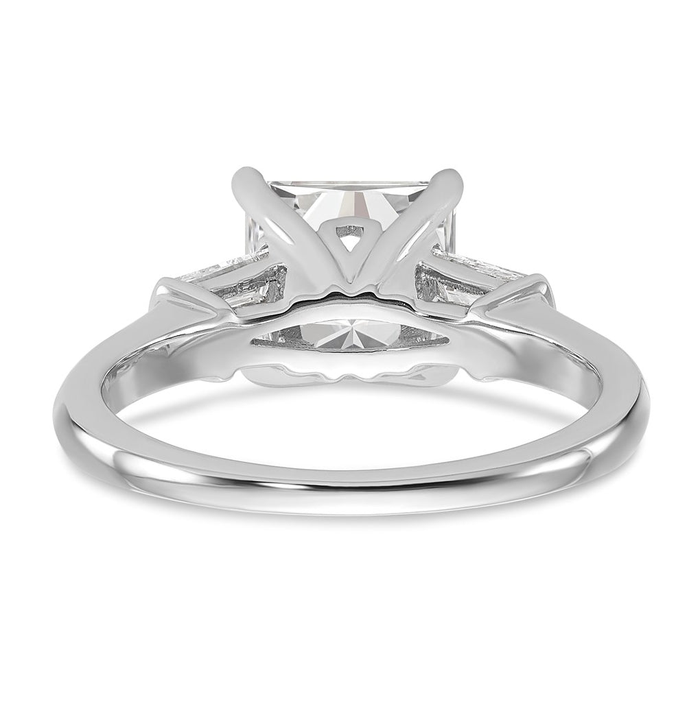 14k White Gold 2 carat Certified Lab Grown Diamond VS+ F+ Princess Complete Three Stone Engagement Ring