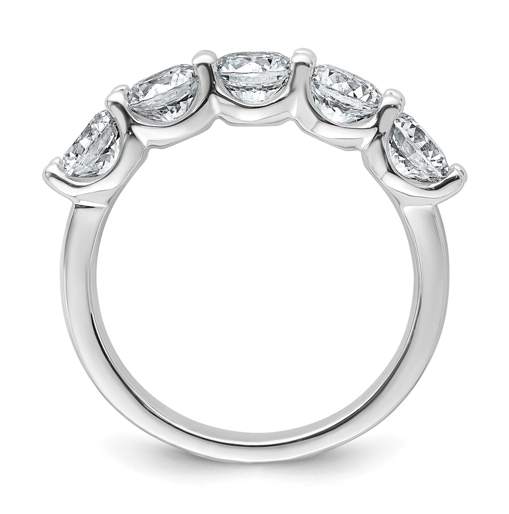 14k White Gold 2 carat Lab Grown Diamond VS+ F+ Complete Five Stone Fashion Band