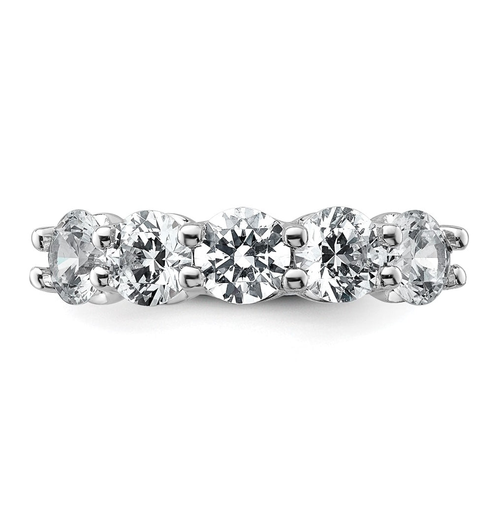 14k White Gold 2 carat Lab Grown Diamond VS+ F+ Complete Five Stone Fashion Band