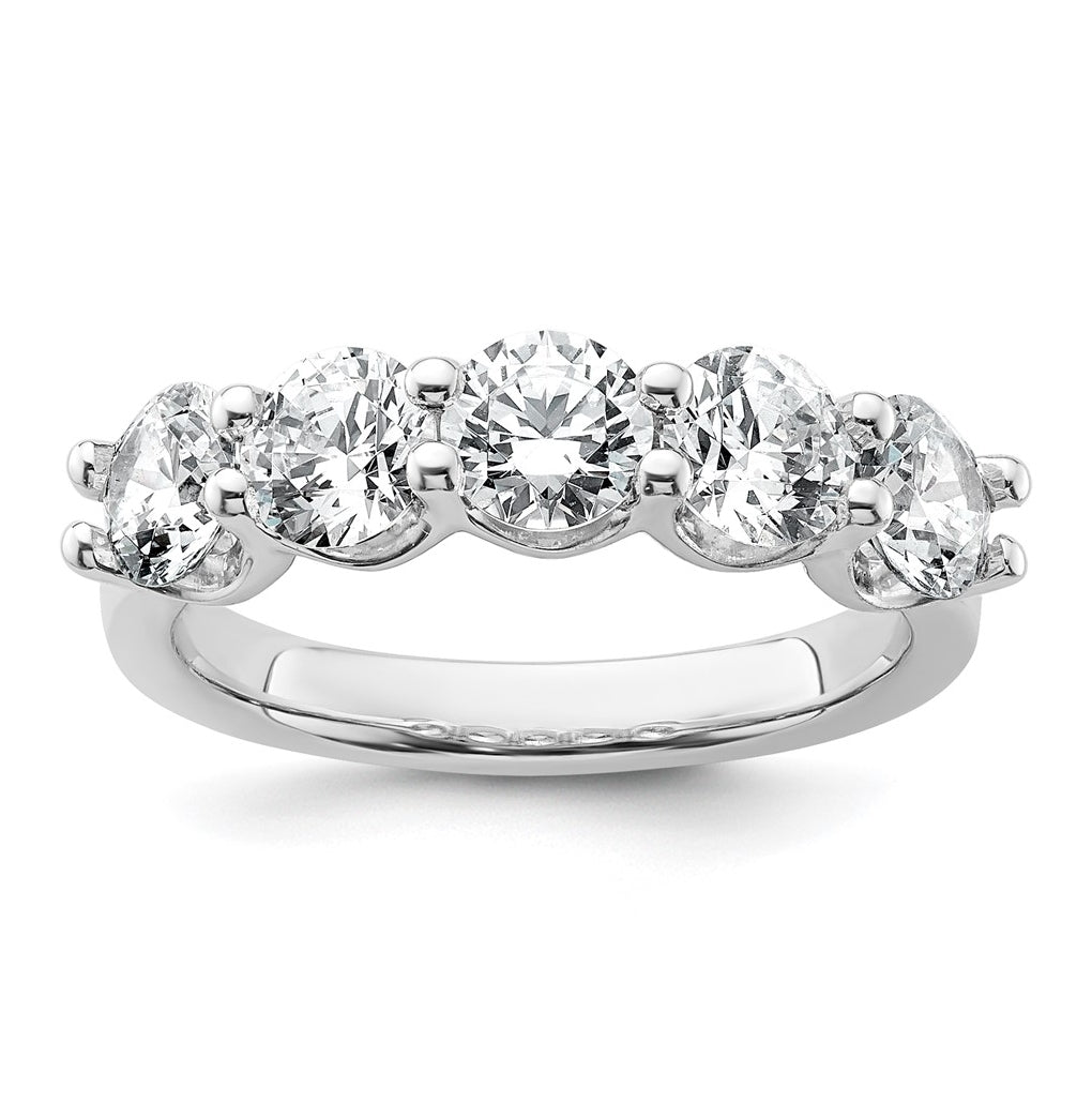 14k White Gold 2 carat Lab Grown Diamond VS+ F+ Complete Five Stone Fashion Band