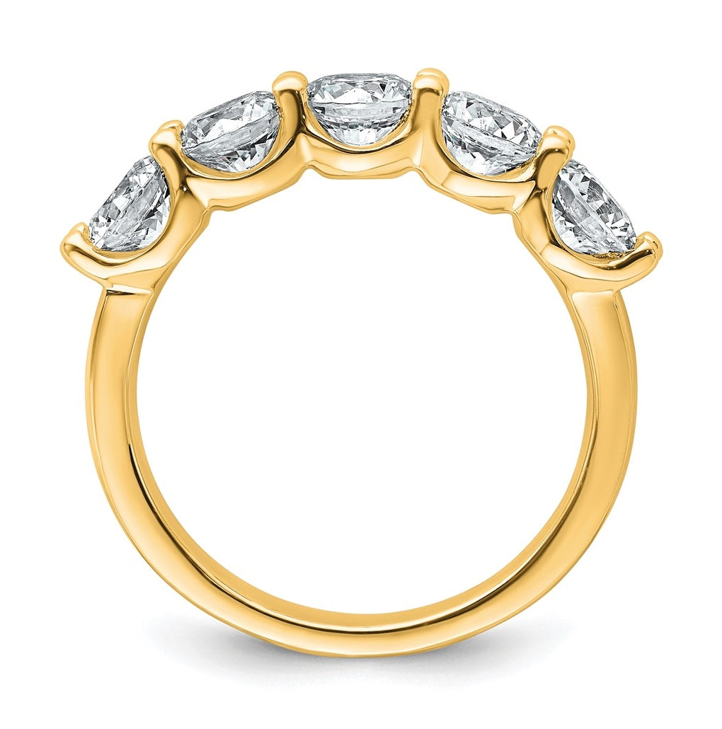14k Yellow Gold 2 carat Lab Grown Diamond VS+ F+ Complete Five Stone Fashion Band