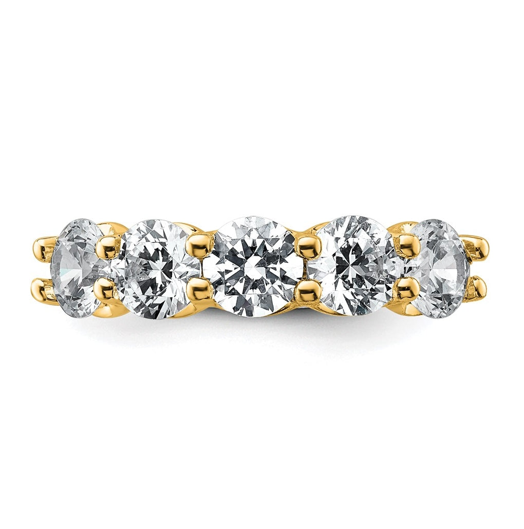 14k Yellow Gold 2 carat Lab Grown Diamond VS+ F+ Complete Five Stone Fashion Band