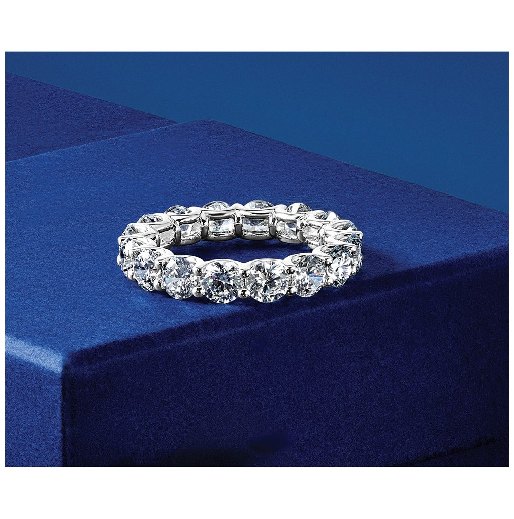 14k White Gold 3 7/8ct Lab Grown Diamond VS+ F+ Round Comp Eternity Band – Elegant Jewelry Gift for Birthday, Anniversary, Engagement, Wedding