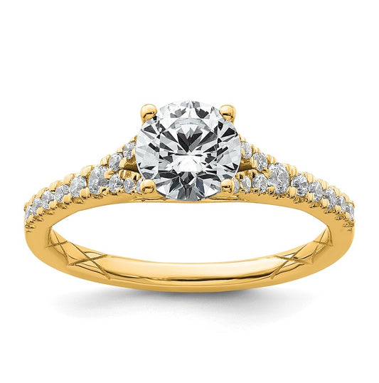 14K Yellow Or White Gold Lab Grown Diamond VS/SI+ G+ Round Complete Engagement Ring