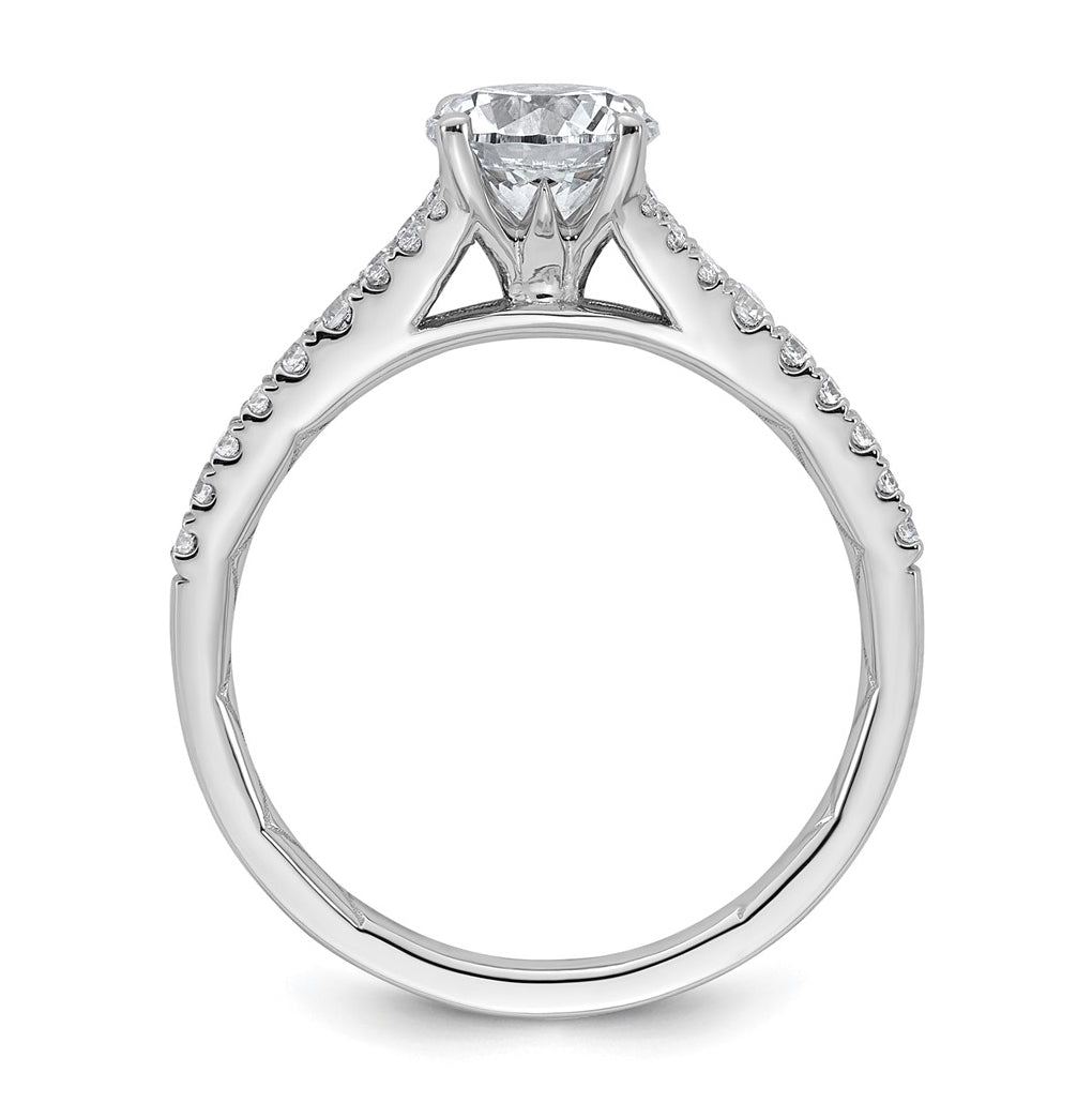 14K Yellow Or White Gold Certified Lab Grown Diamond VS+ F+ Round Complete Engagement Ring