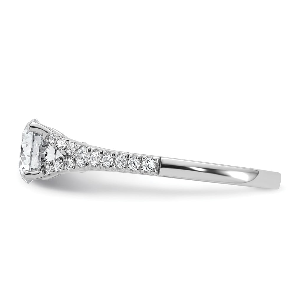 14K Yellow Or White Gold Certified Lab Grown Diamond VS+ F+ Round Complete Engagement Ring