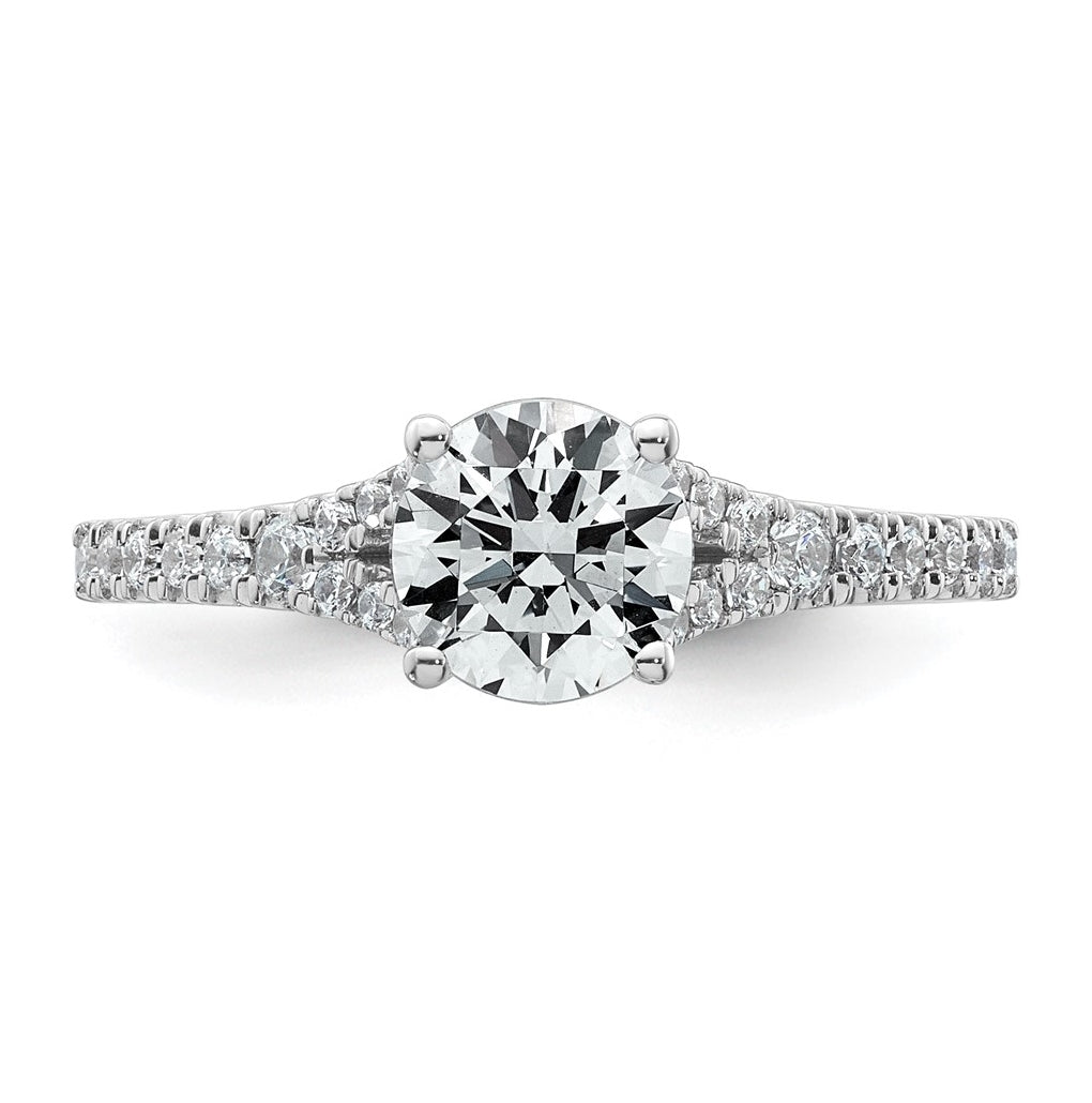 14K Yellow Or White Gold Certified Lab Grown Diamond VS+ F+ Round Complete Engagement Ring