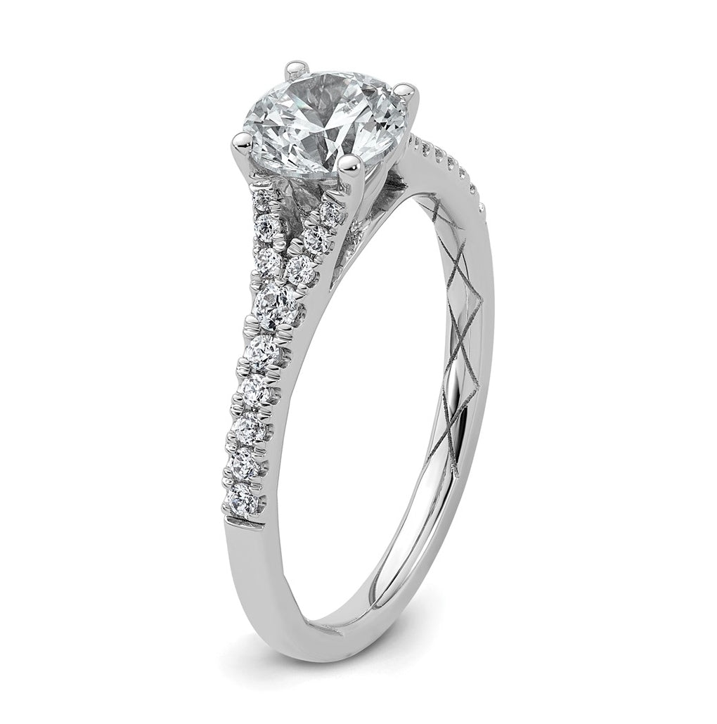 14K Yellow Or White Gold Certified Lab Grown Diamond VS+ F+ Round Complete Engagement Ring