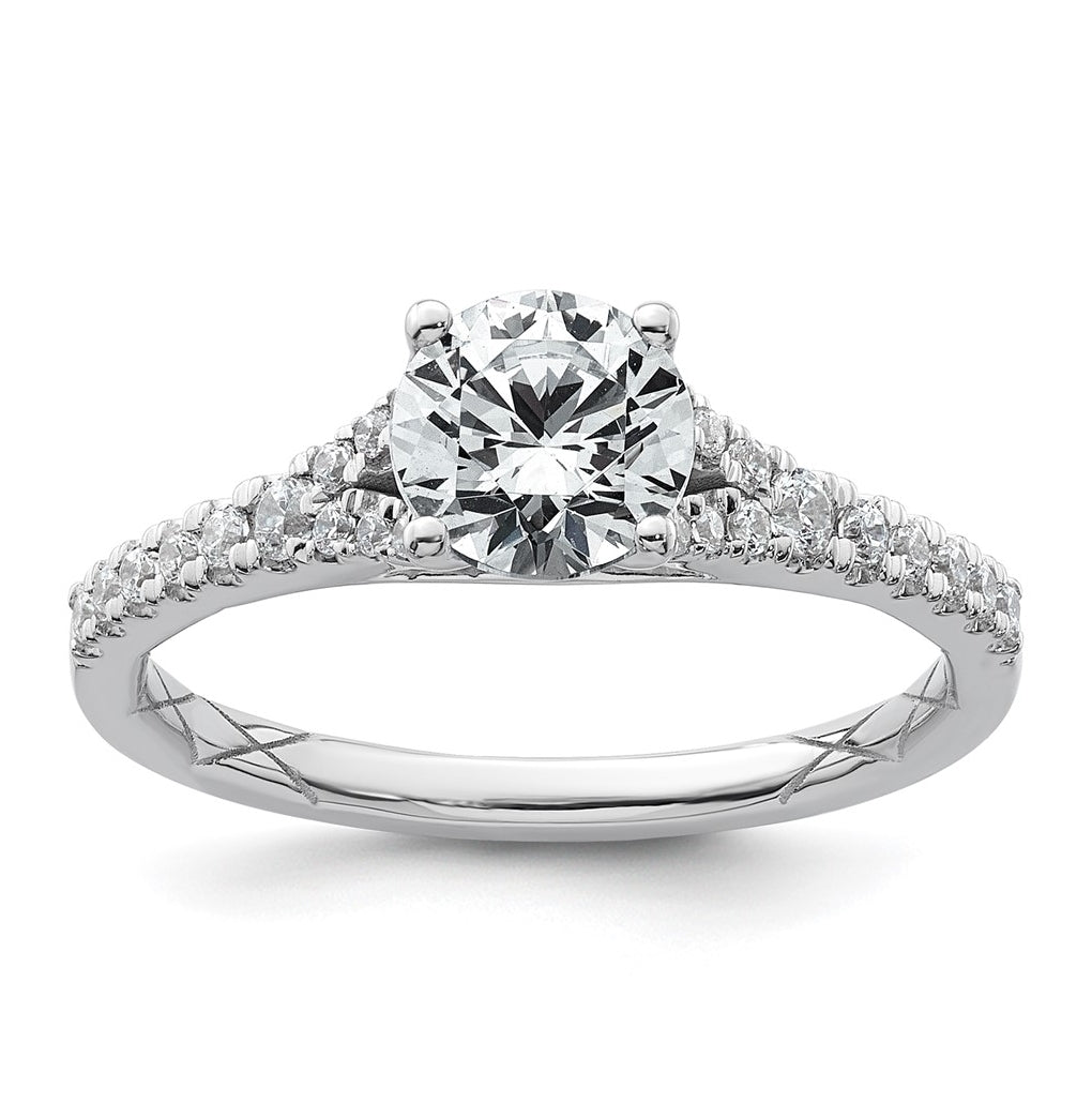 14K Yellow Or White Gold Certified Lab Grown Diamond VS+ F+ Round Complete Engagement Ring