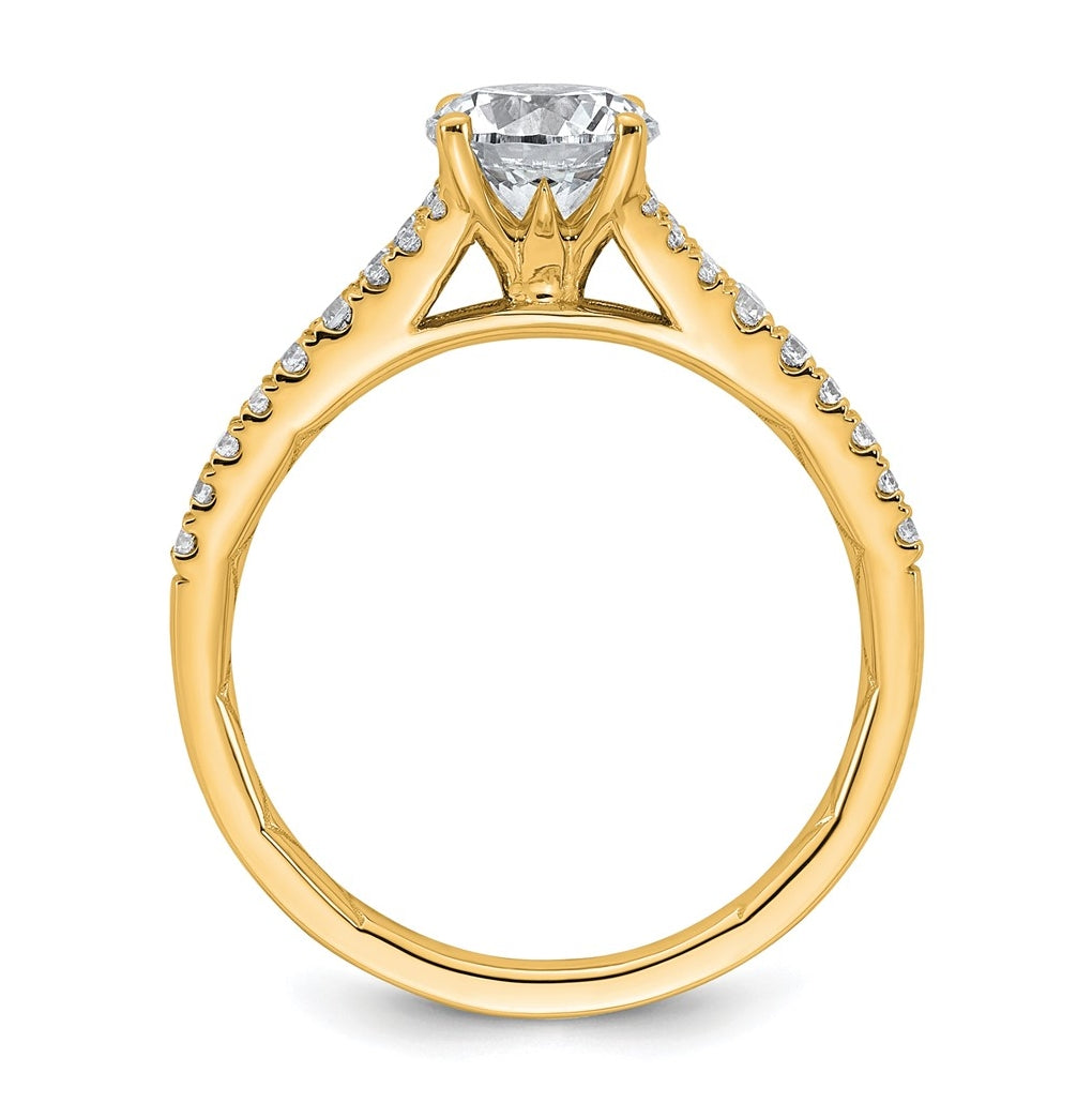 14K Yellow Or White Gold Certified Lab Grown Diamond VS+ F+ Round Complete Engagement Ring