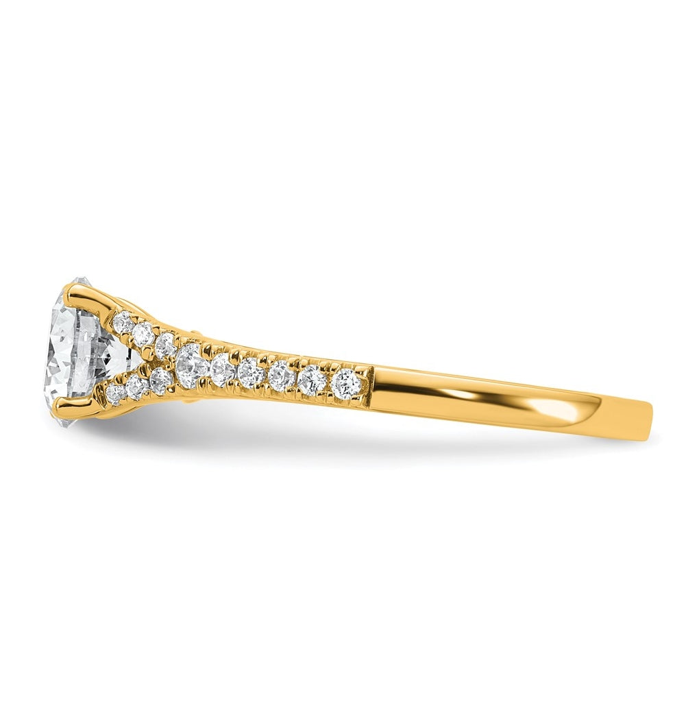 14K Yellow Or White Gold Certified Lab Grown Diamond VS+ F+ Round Complete Engagement Ring