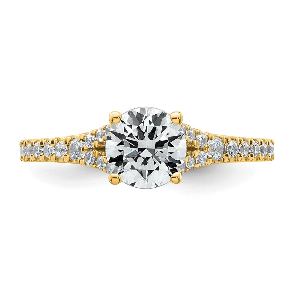 14K Yellow Or White Gold Certified Lab Grown Diamond VS+ F+ Round Complete Engagement Ring