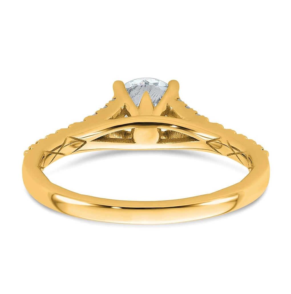 14K Yellow Or White Gold Certified Lab Grown Diamond VS+ F+ Round Complete Engagement Ring