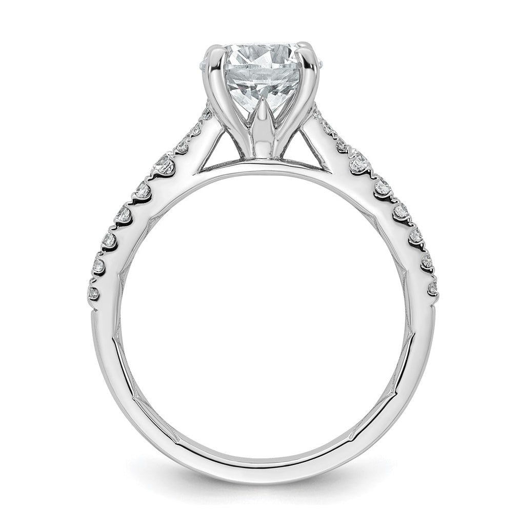 14K Yellow Or White Gold Certified Lab Grown Diamond VS+ F+ Round Complete Engagement Ring