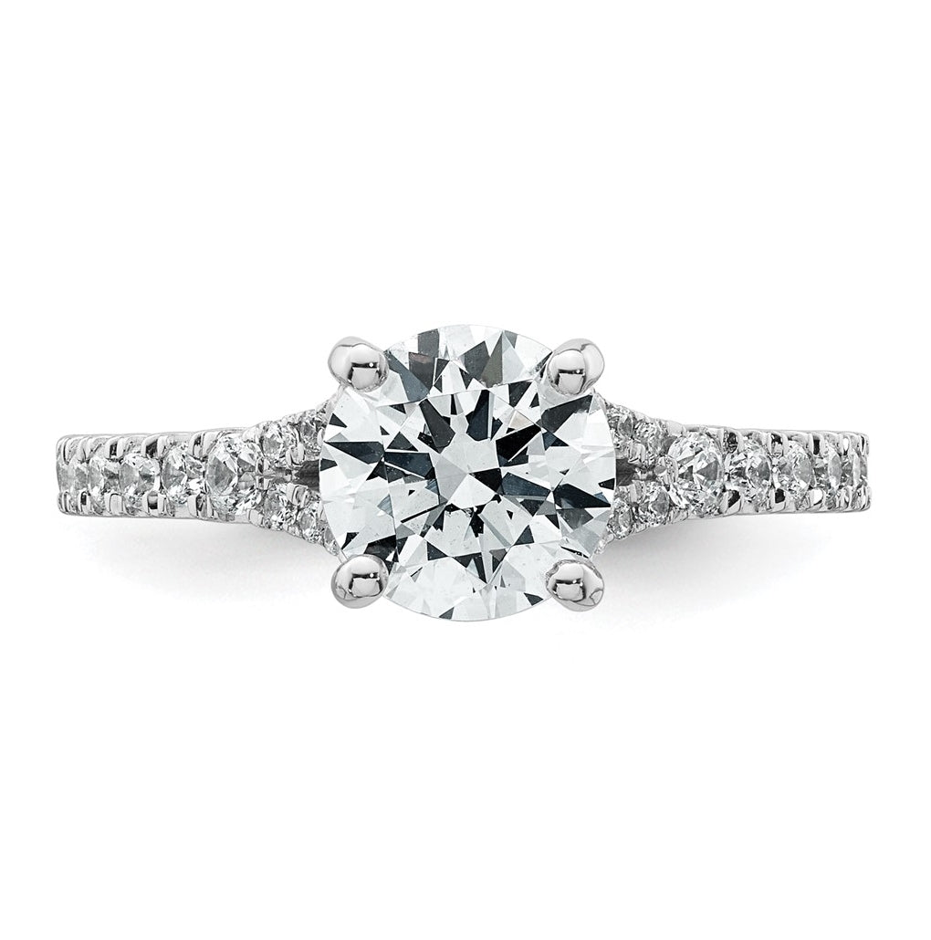 14K Yellow Or White Gold Certified Lab Grown Diamond VS+ F+ Round Complete Engagement Ring