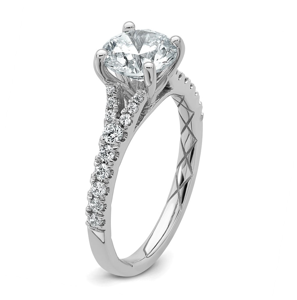 14K Yellow Or White Gold Certified Lab Grown Diamond VS+ F+ Round Complete Engagement Ring