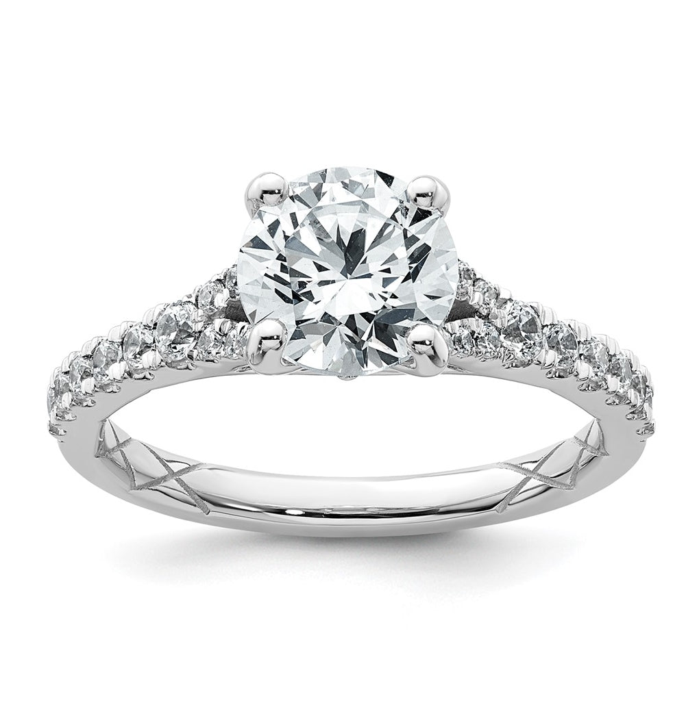 14K Yellow Or White Gold Certified Lab Grown Diamond VS+ F+ Round Complete Engagement Ring