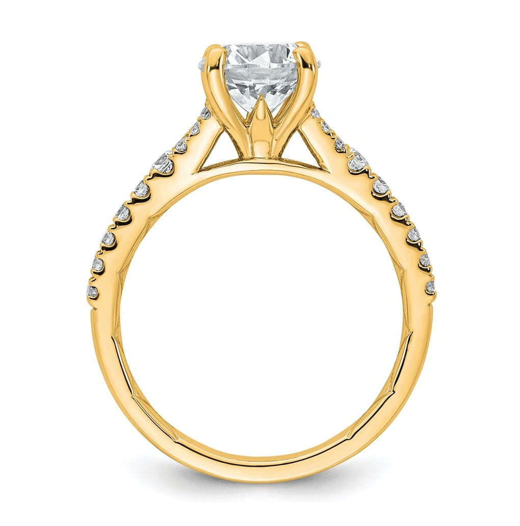 14K Yellow Or White Gold Certified Lab Grown Diamond VS+ F+ Round Complete Engagement Ring