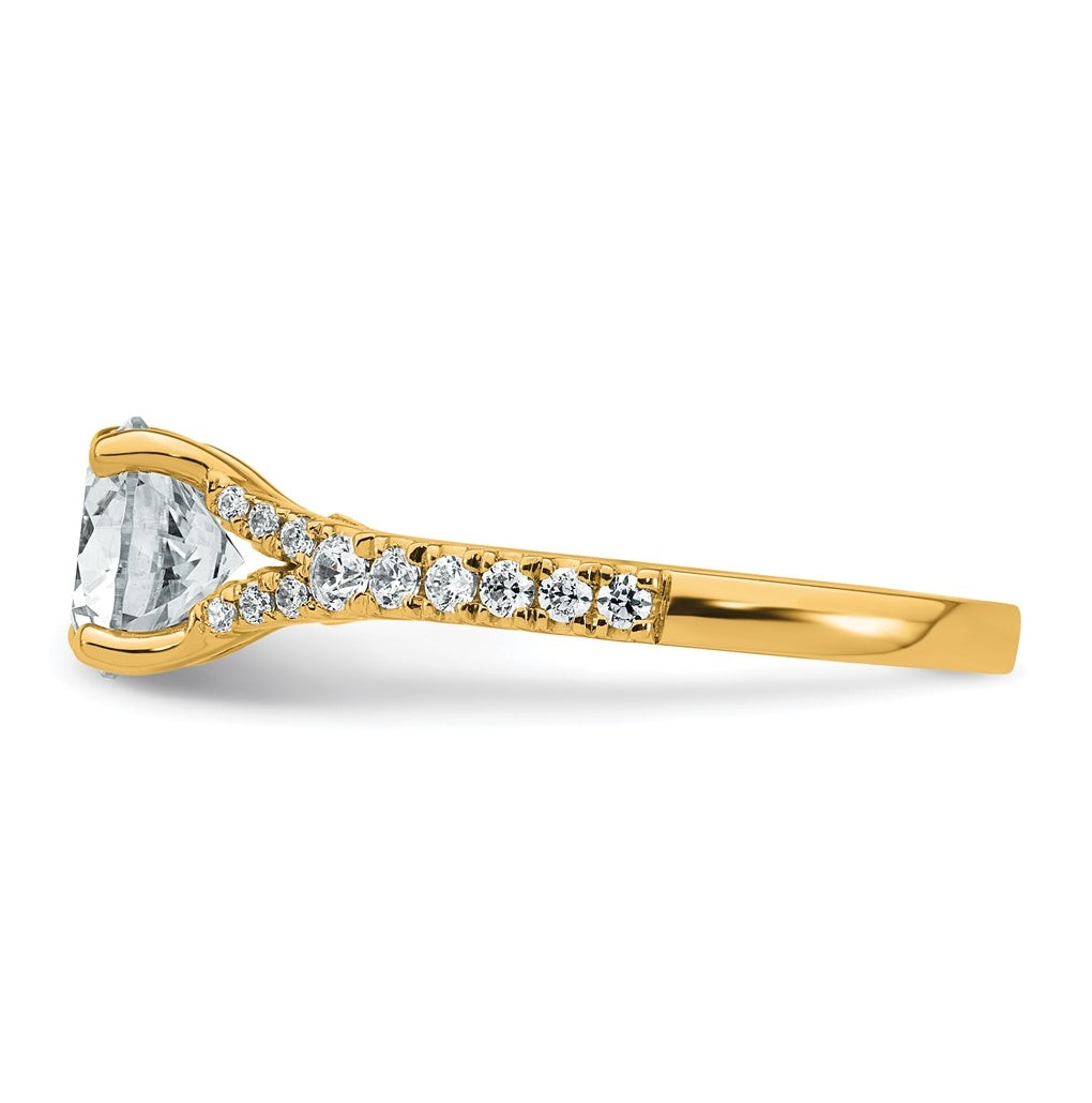 14K Yellow Or White Gold Certified Lab Grown Diamond VS+ F+ Round Complete Engagement Ring