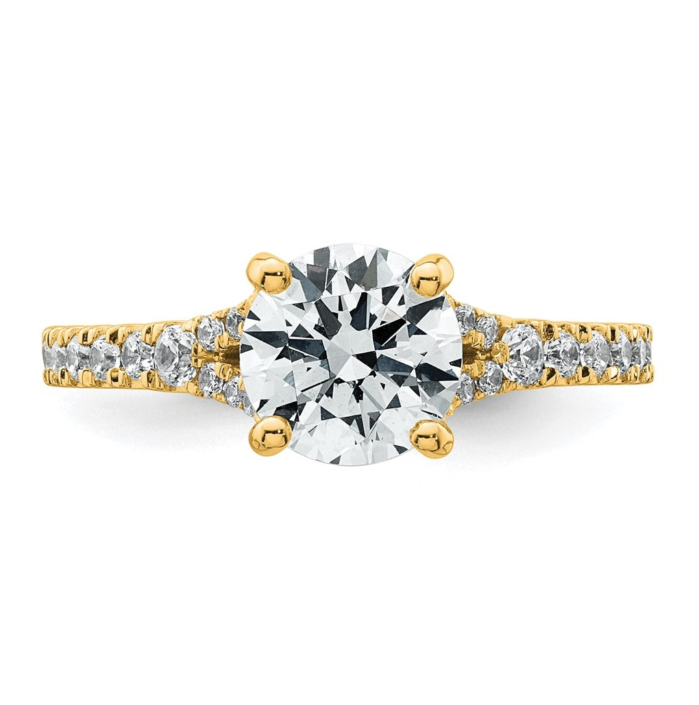 14K Yellow Or White Gold Certified Lab Grown Diamond VS+ F+ Round Complete Engagement Ring