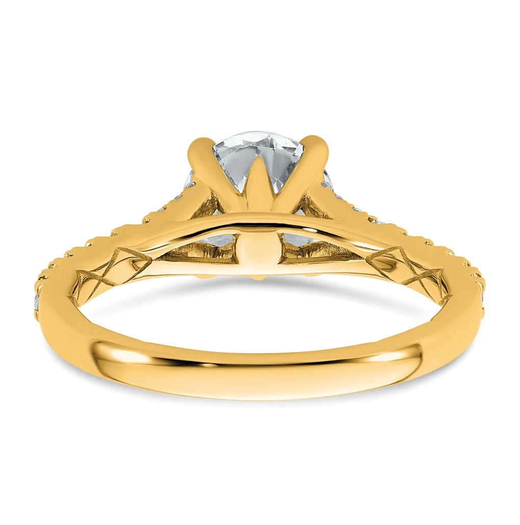14K Yellow Or White Gold Certified Lab Grown Diamond VS+ F+ Round Complete Engagement Ring