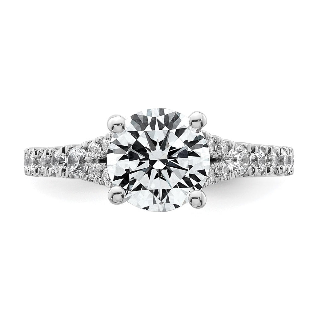 14K Yellow Or White Gold Certified Lab Grown Diamond VS+ F+ Round Complete Engagement Ring