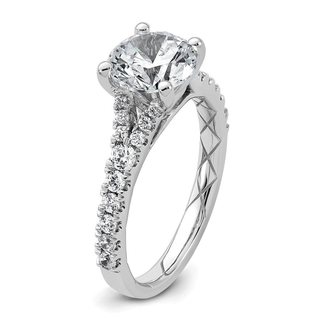 14K Yellow Or White Gold Certified Lab Grown Diamond VS+ F+ Round Complete Engagement Ring