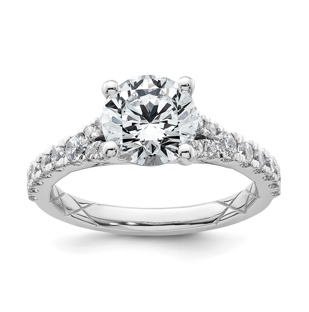 14K Yellow Or White Gold Certified Lab Grown Diamond VS+ F+ Round Complete Engagement Ring