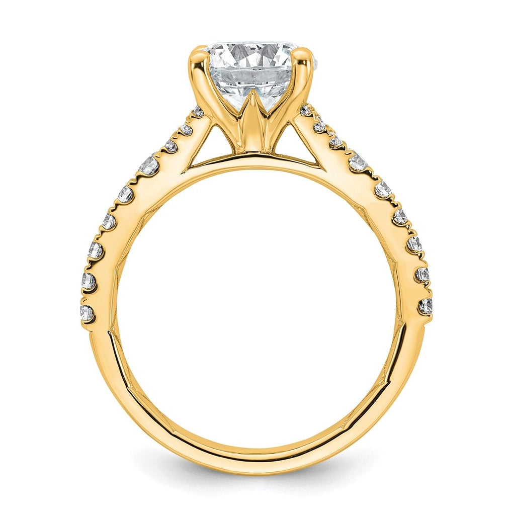 14K Yellow Or White Gold Certified Lab Grown Diamond VS+ F+ Round Complete Engagement Ring