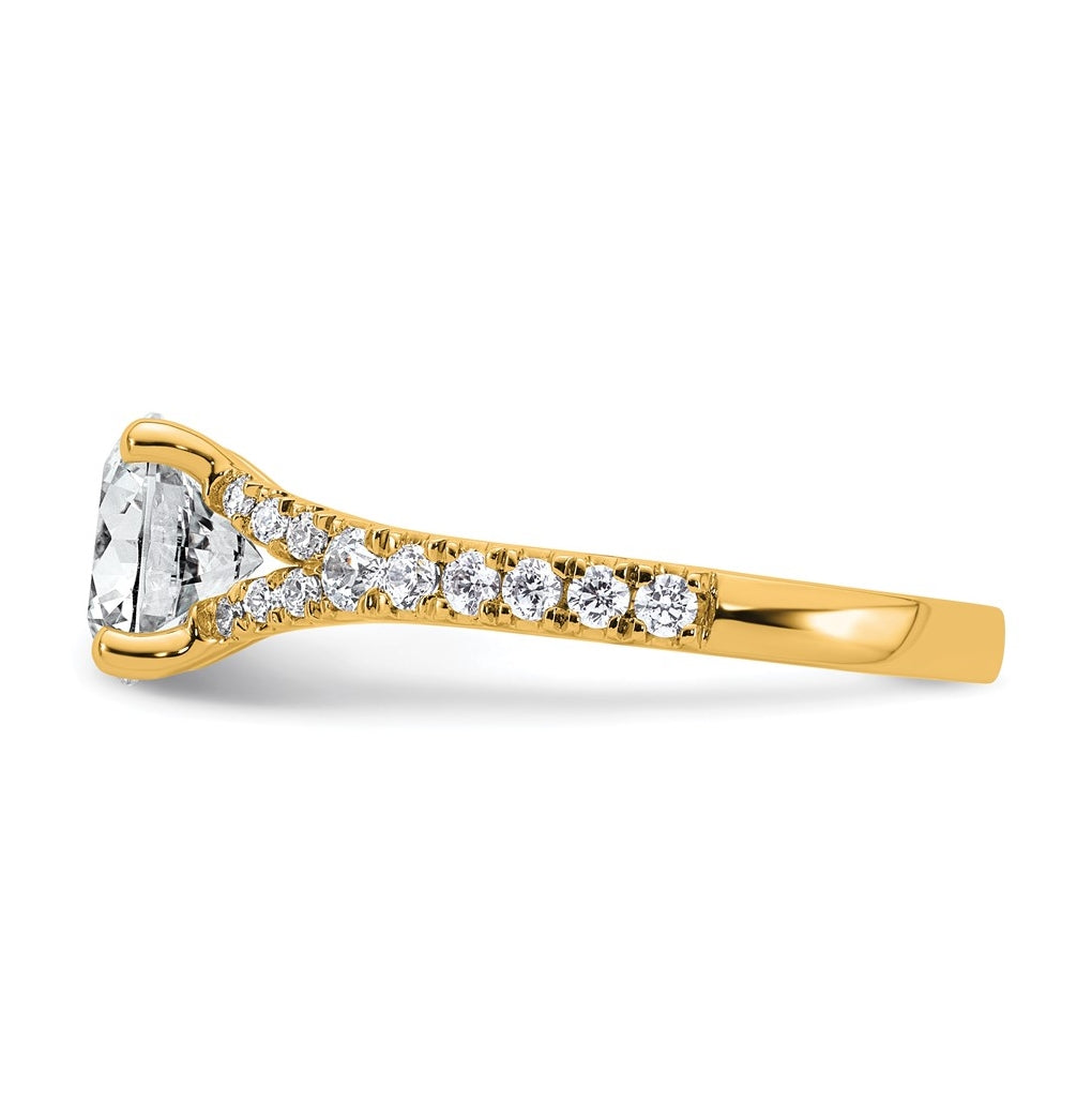 14K Yellow Or White Gold Certified Lab Grown Diamond VS+ F+ Round Complete Engagement Ring