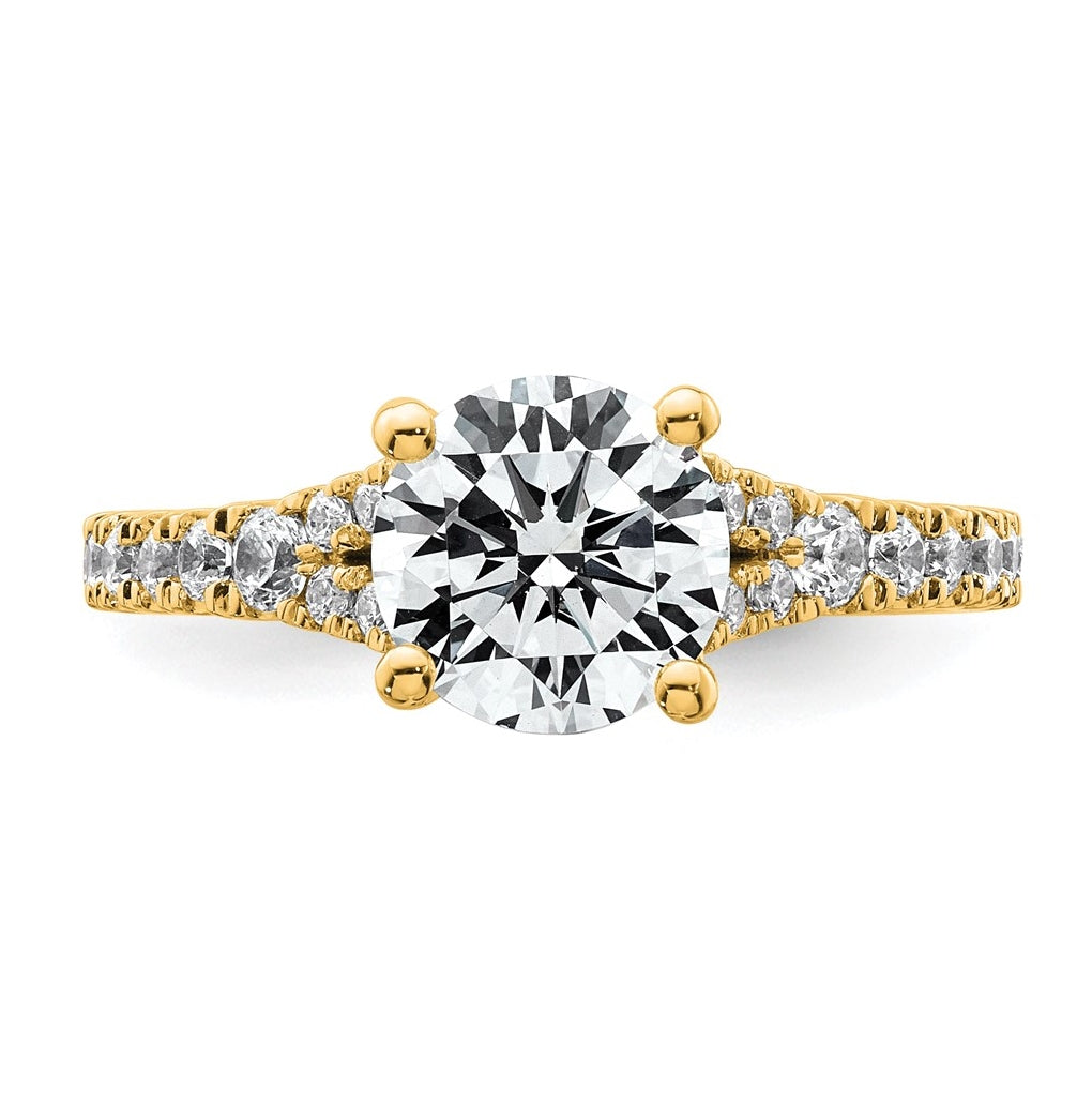 14K Yellow Or White Gold Certified Lab Grown Diamond VS+ F+ Round Complete Engagement Ring