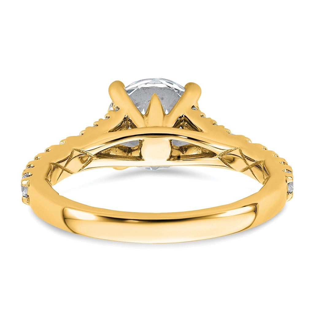14K Yellow Or White Gold Certified Lab Grown Diamond VS+ F+ Round Complete Engagement Ring
