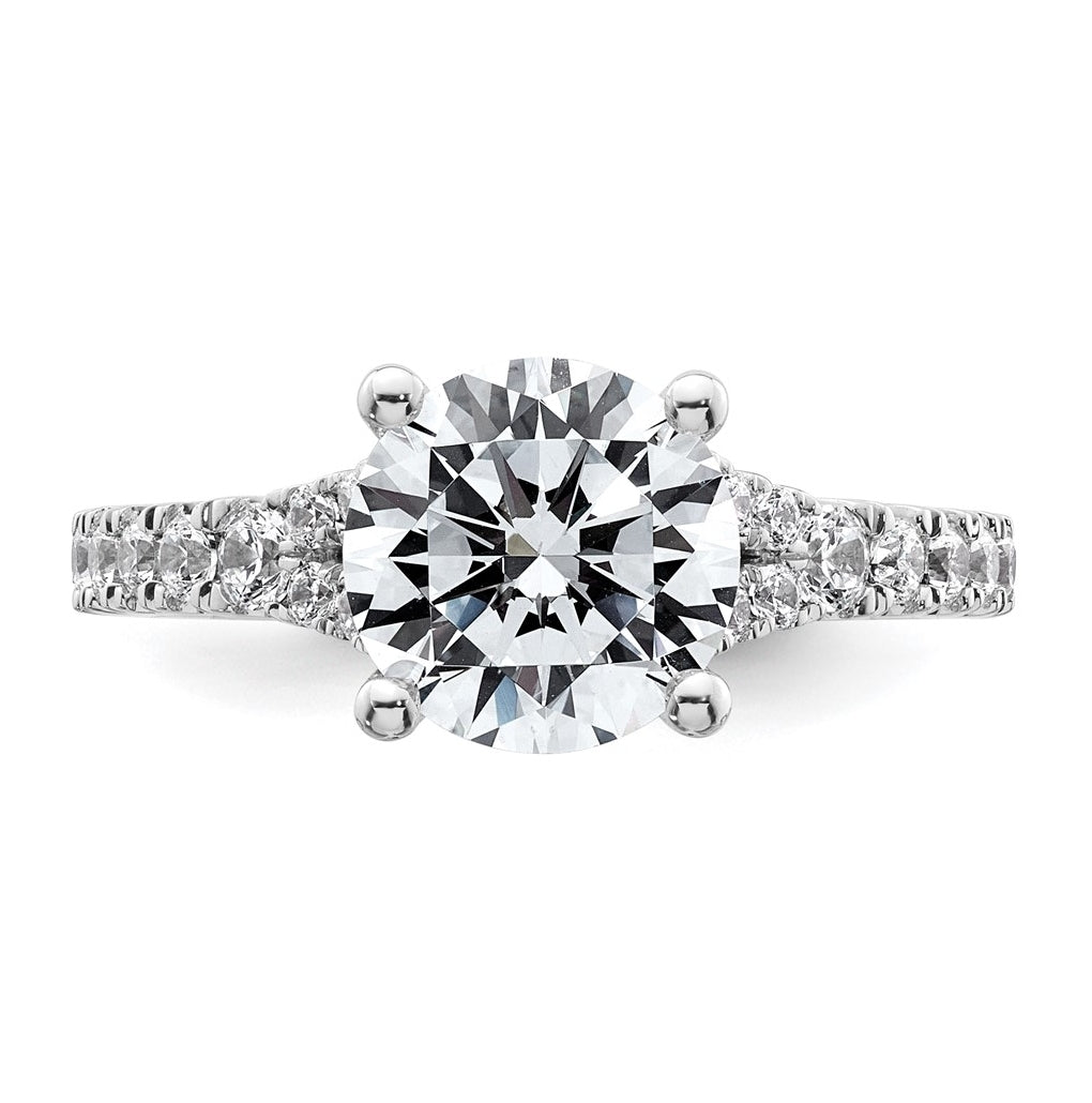14K Yellow Or White Gold Certified Lab Grown Diamond VS+ F+ Round Complete Engagement Ring