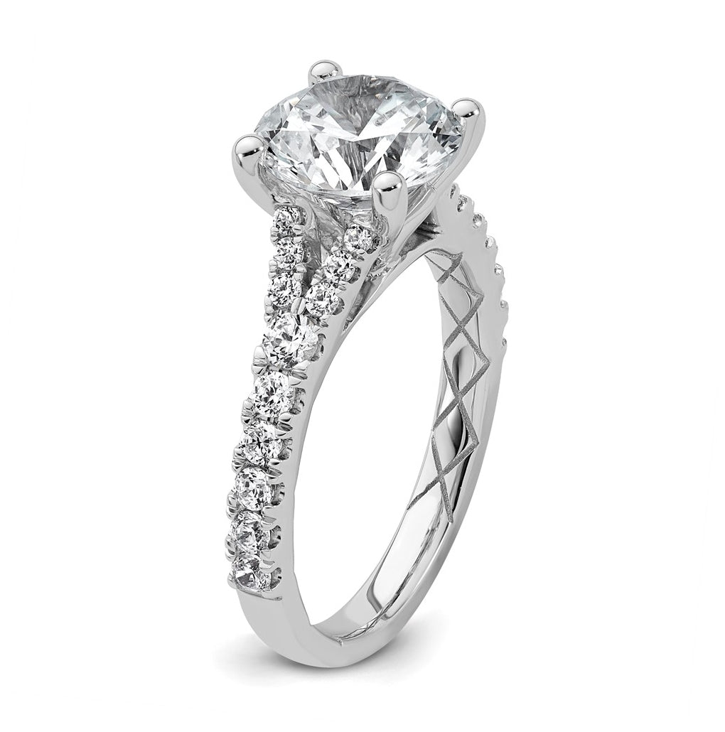 14K Yellow Or White Gold Certified Lab Grown Diamond VS+ F+ Round Complete Engagement Ring