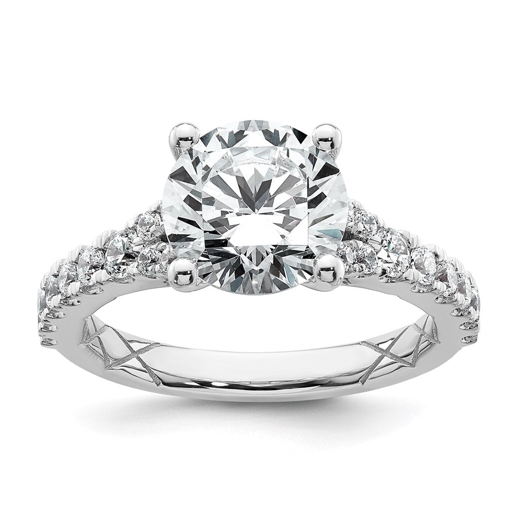 14K Yellow Or White Gold Certified Lab Grown Diamond VS+ F+ Round Complete Engagement Ring